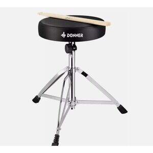 Donner Drum Throne Padded Adjustable Drum Stool w/ 5A Drumsticks PRICED TO MOVE!